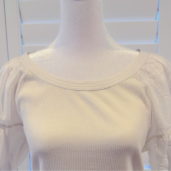 J Crew Vintage Rib Puff-Sleeve top in Ivory size M - Picture 5 of 8
